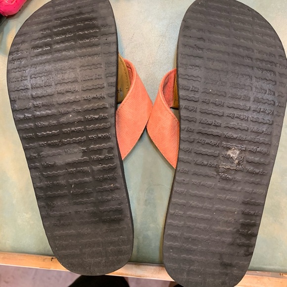 Yellow Box Coral and Black Sandals - Picture 2 of 3